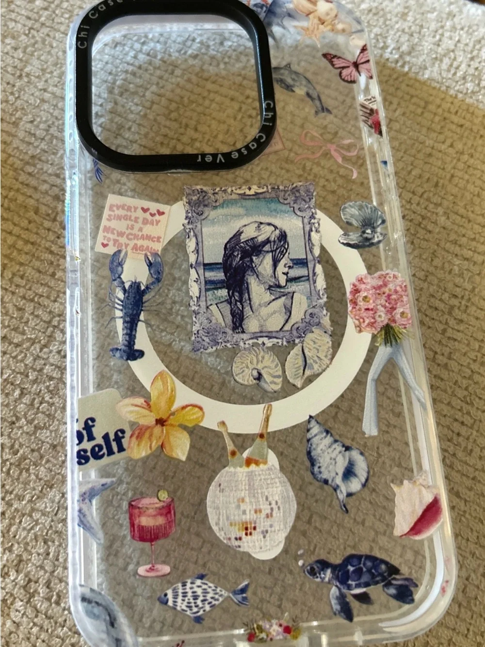 ChiCase IPhone 15 Pro Coastal Travel Theme Cellphone Case Clear